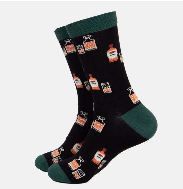 mens bamboo socks - black whiskey