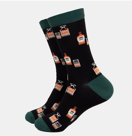 mens bamboo socks - black whiskey