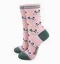womans bamboo socks - light pink/green spring cow