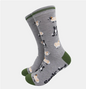 mens bamboo socks - grey marl/green sheep and sheepdog