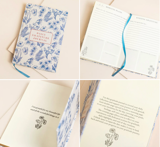 blue wildflower print daily gratitude journal