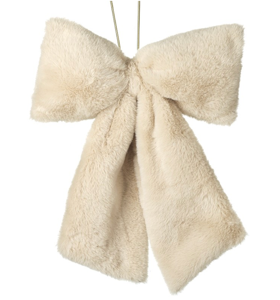 cream fur bow