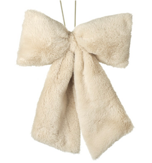 cream fur bow