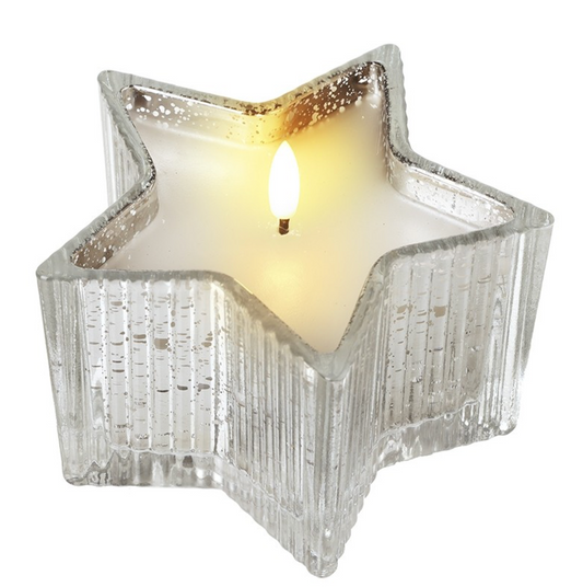 sm mottled glass star candle