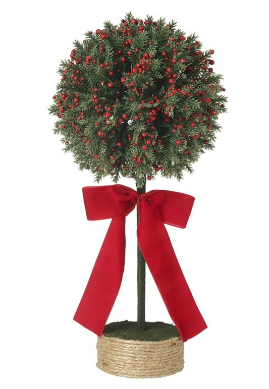 red berry tree with red ribbon