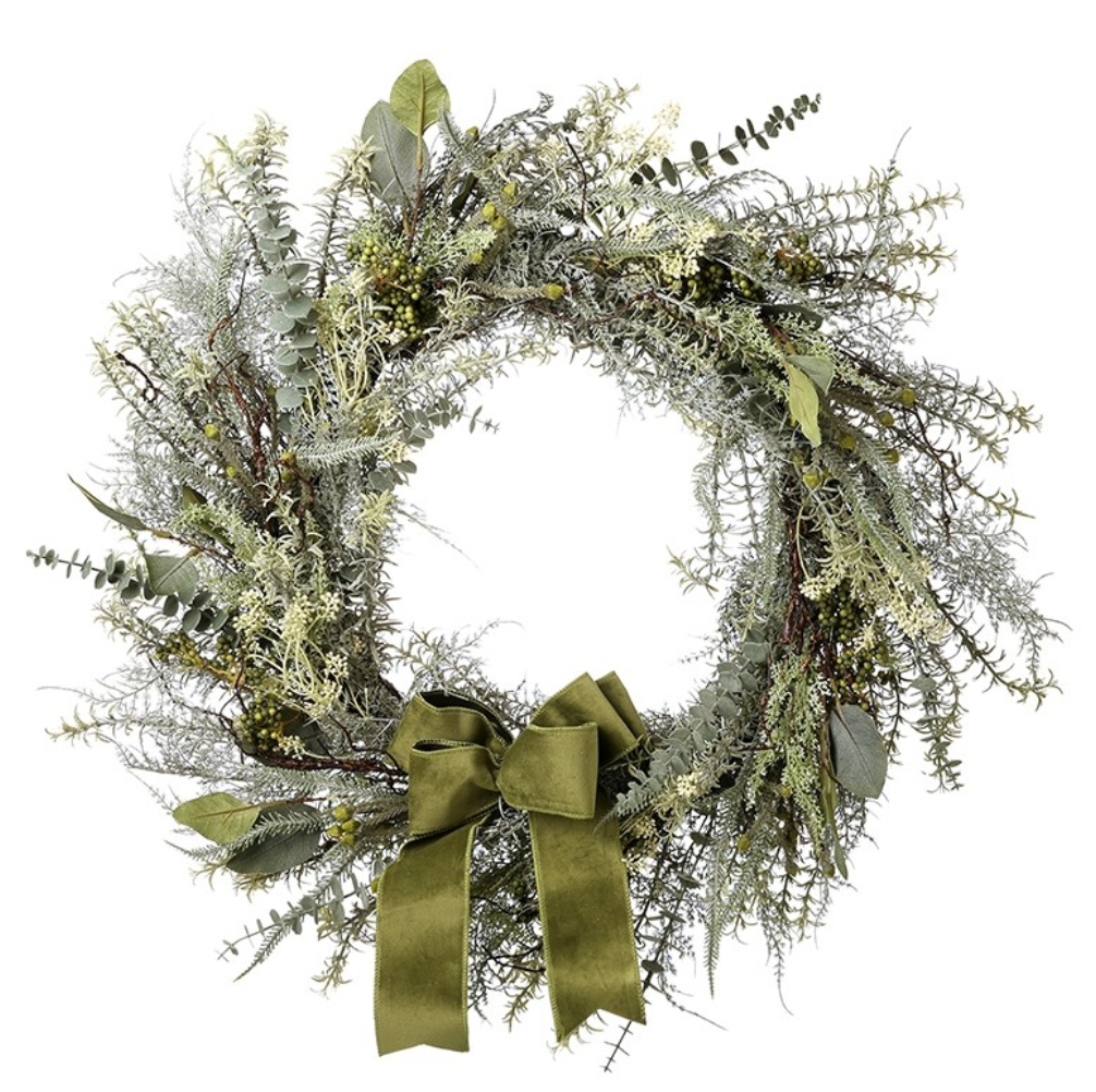leaves with ribbon wreath