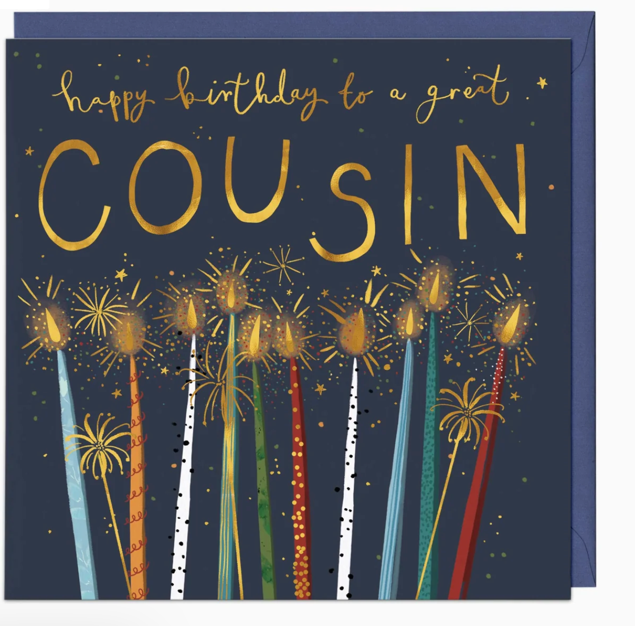 navy candles cousin birthday card