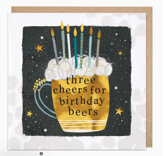 3 cheers for birthday beers card