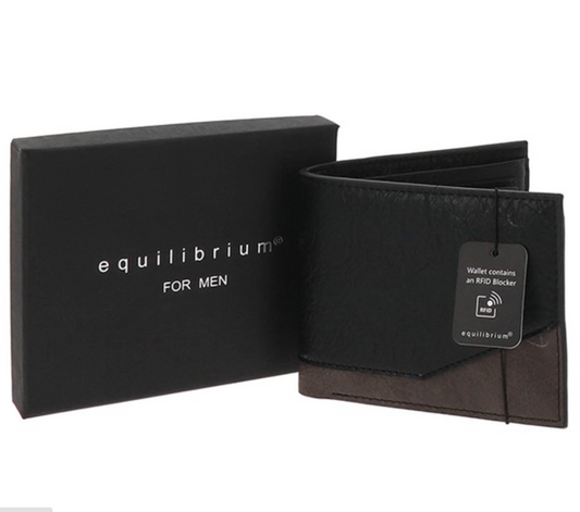 EQ For Men Two Tone Modern RFID Wallet Black Grey