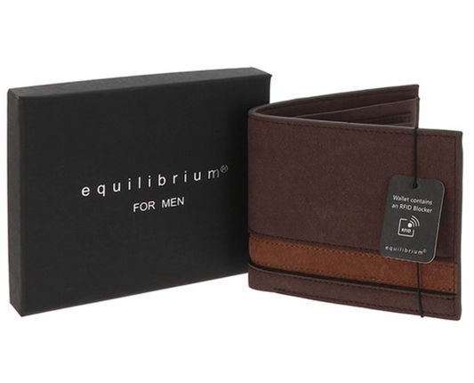 EQ For Men Faux Suede Two Tone Wallet Brown Tan
