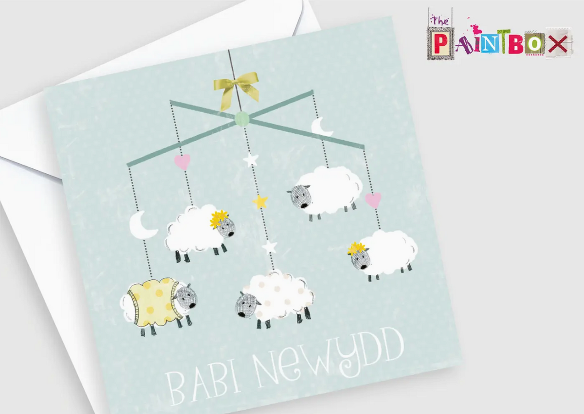 Babi Newydd - New Baby, Welsh Sheep crib mobile 