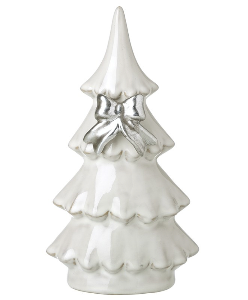 white porcelain tree with silver bow
