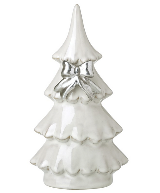white porcelain tree with silver bow