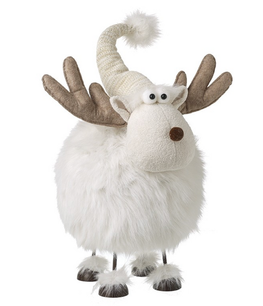 white fluffy moose with wobble legs