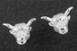 Highland cow head silver plated earrings