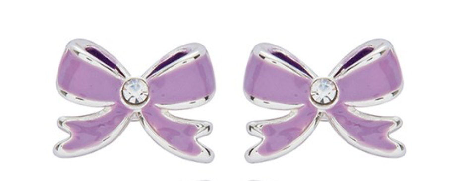 Girls Pretty Bow Silver Plated Stud Earrings