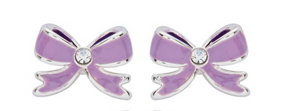 Girls Pretty Bow Silver Plated Stud Earrings