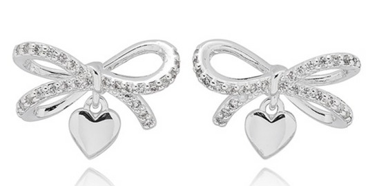Eternal Bow Hanging Heart Earrings