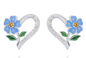 Forget Me Not Dainty Heart Silver Plated Earrings