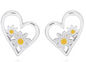 Daisy Chain Heart Silver Plated Earrings