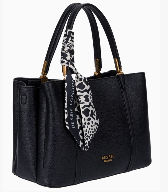 Office Tote With Scarf - Black