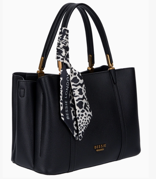 Office Tote With Scarf - Black