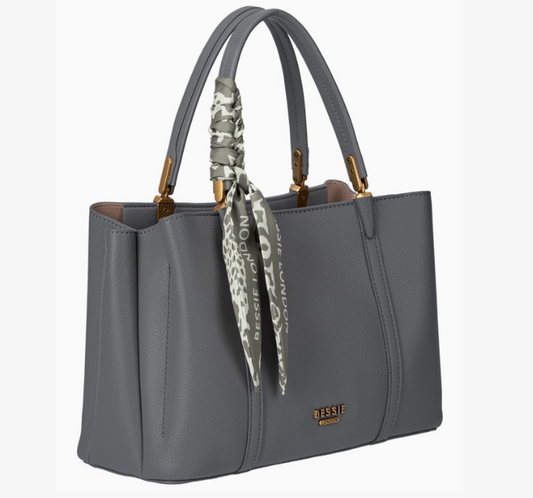 Office Tote With Scarf - Grey