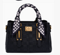 Checkerboard Buckle Tote With Scarf - Black