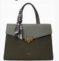 Two Tone Tote With Scarf - Green