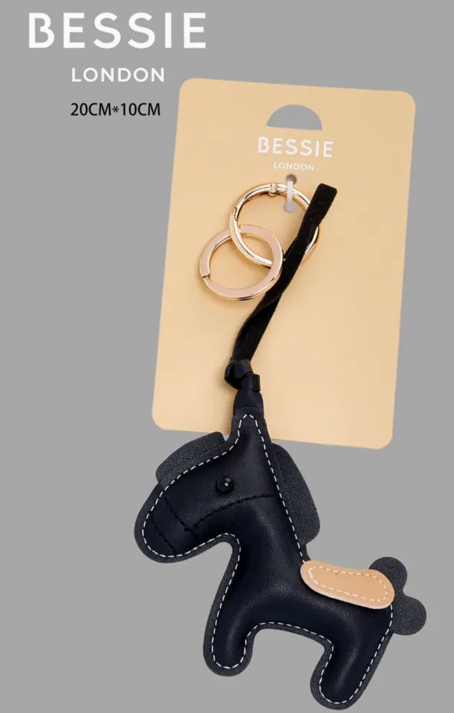 Black Leather Horse Keyring Charm