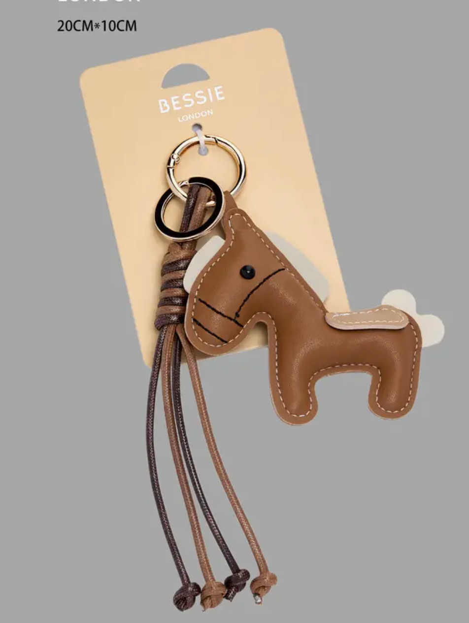 Leather Horse Keychain Charm