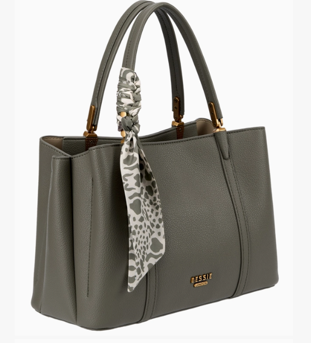 Office tote with scarf green