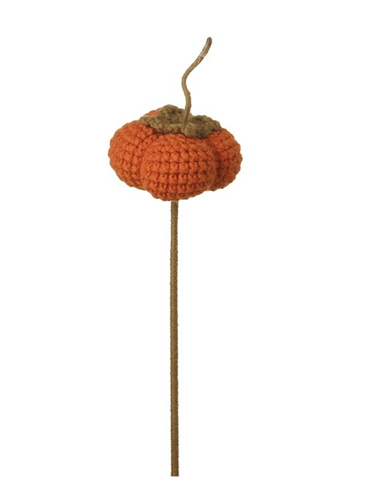 Orange crochet pumpkin stem