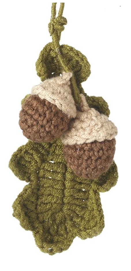 Knitted leaf and acorn mix