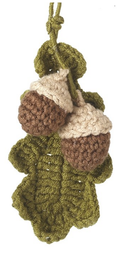 Knitted leaf and acorn mix