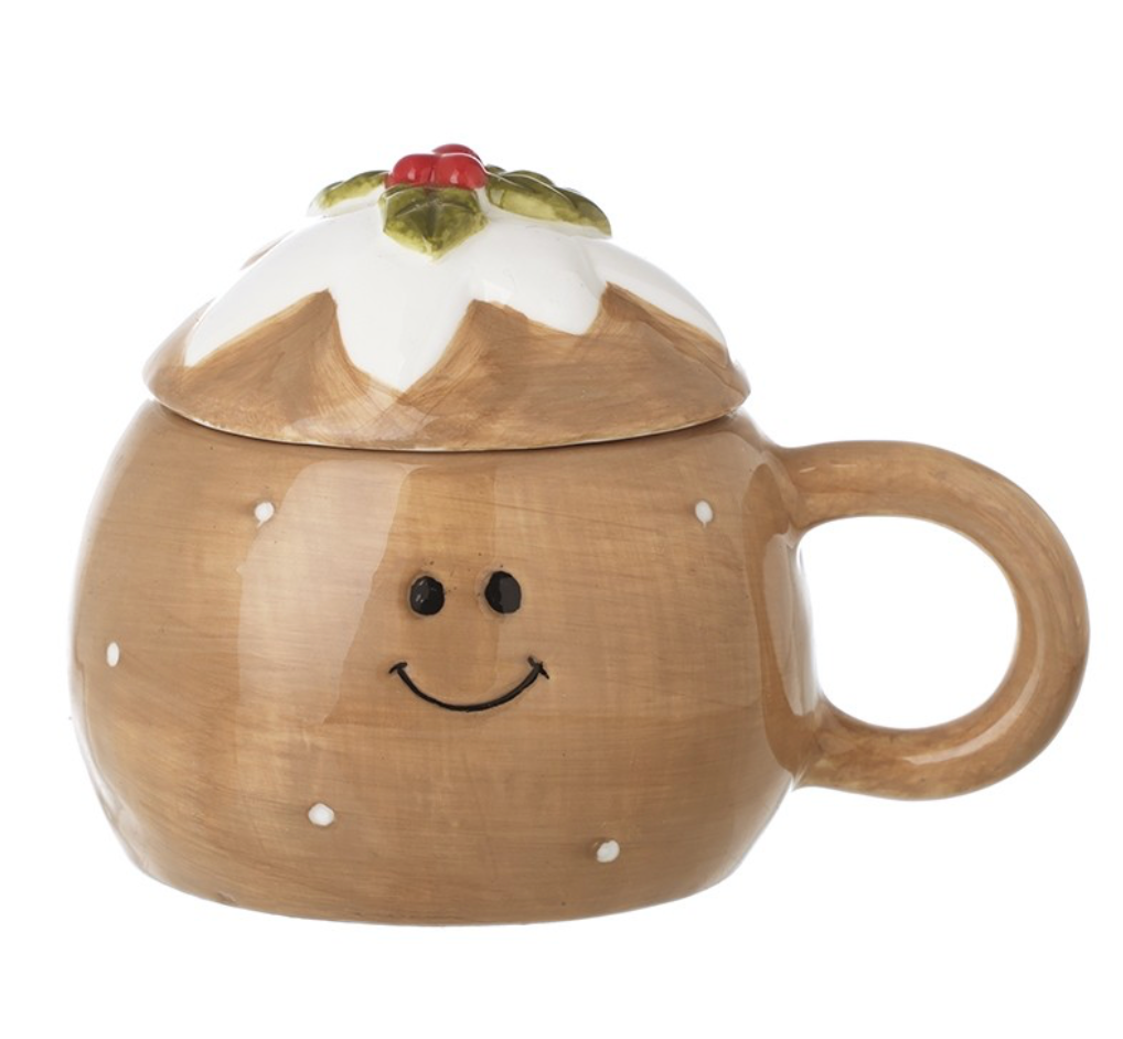 Ceramic Christmas Pud Mug With Lid