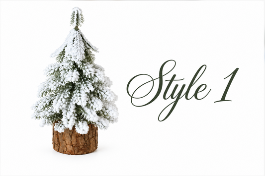 Mini Snowy Xmas Tree On Wood Base