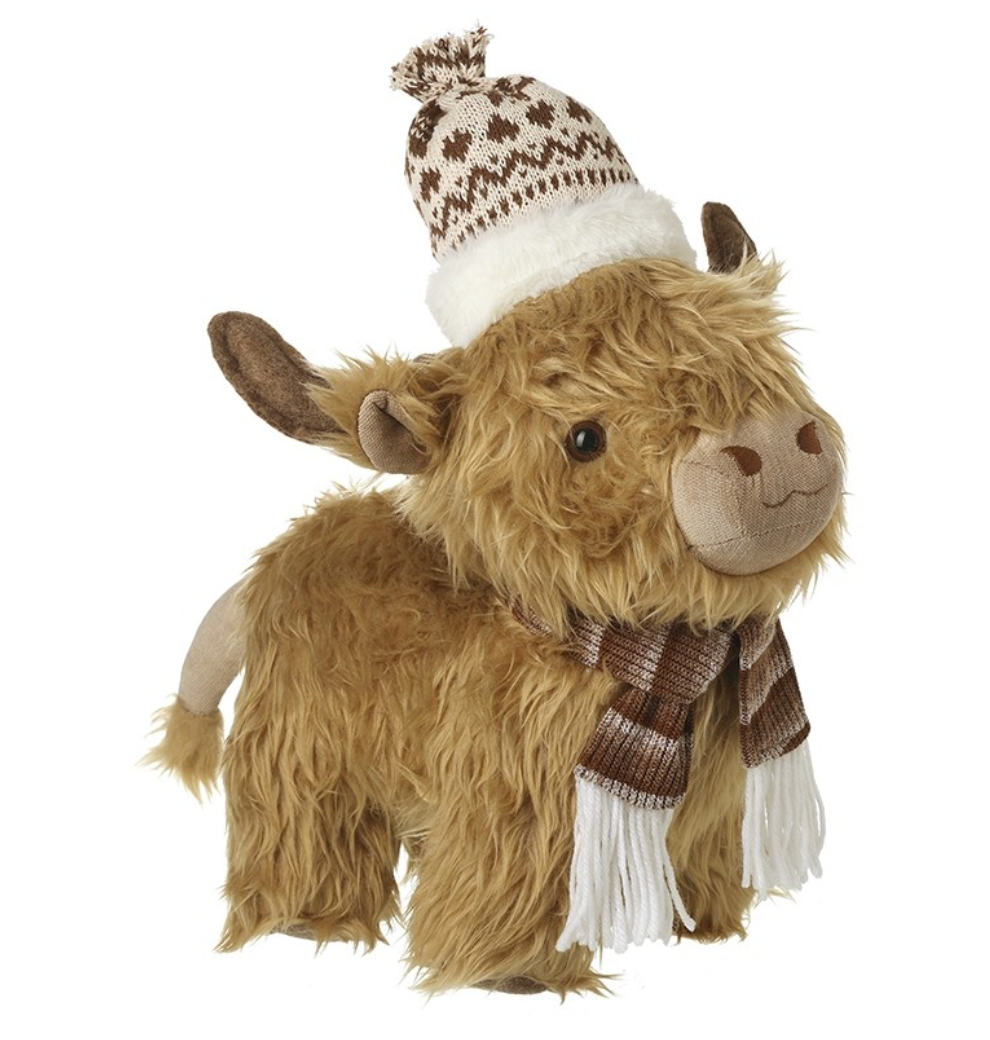 Highland Cow In Hat & Scarf