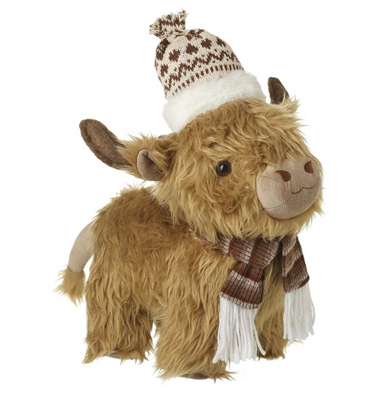 Highland Cow In Hat & Scarf