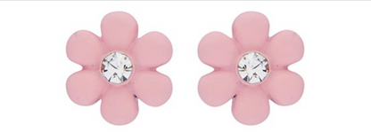 Girls colourful daisies silver plated stud