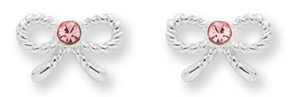 Girls pretty pearls & bows silver plated earrings