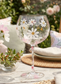 Hand painted gin glass daisies