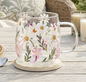 Hand painted glass cup daisies