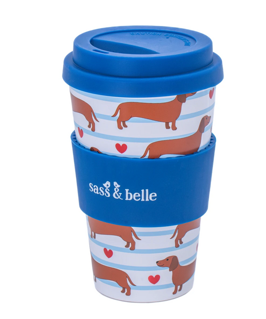 Sausage dog travel coffee cup