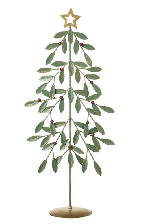 Green leaves metal xmas tree lrg