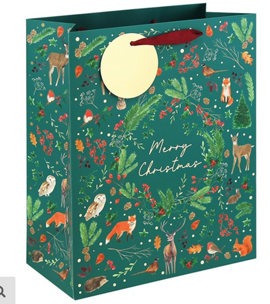 Merry Woodland Embossed Bag Large