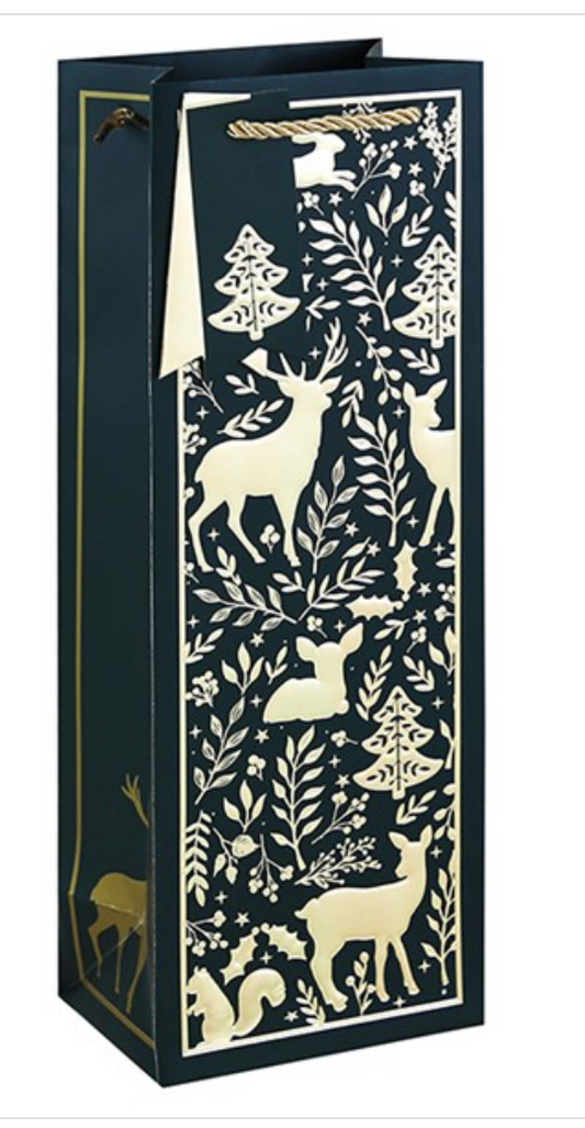 Gold Woodland Embossed Bottle Bag