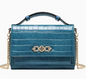 Small croc print top handle wallet bag - Blue