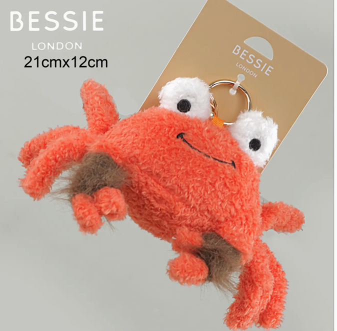 Plush crab keychain charm