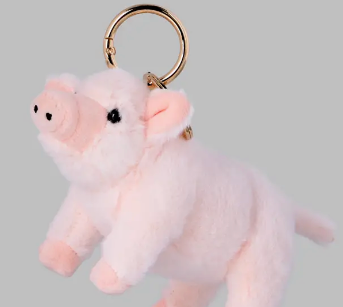 Pink pig plush charm